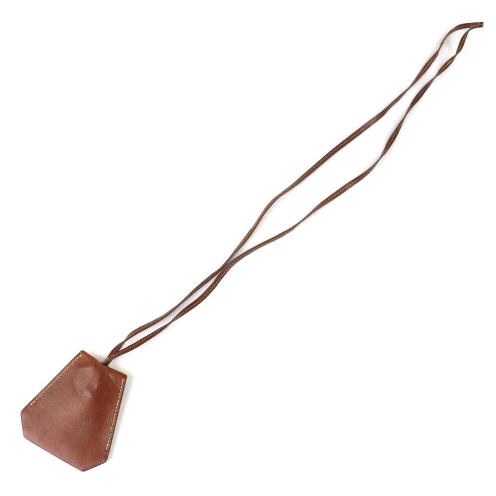 HERMES Vintage Margiela Era Leather Clochette Necklace, Brown, □C Stamp, Made... - Picture 3 of 11